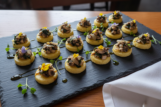 Polenta with Mushroom Cascara Tea Sauce