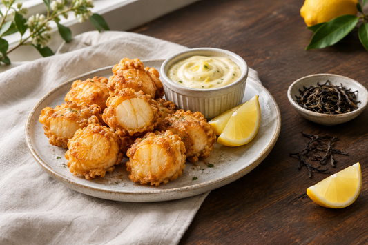 Crispy Fried Scallops with Lapsang Souchong Aioli